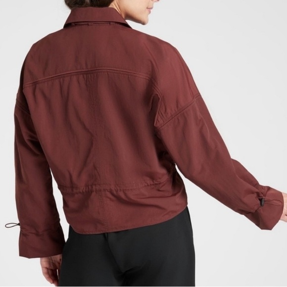 Athleta Arcadia Cognac Bomber Jacket Burgandy - Picture 2 of 3